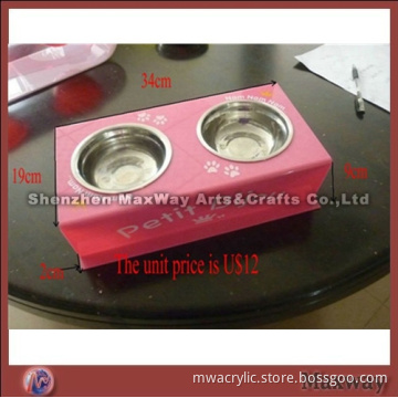 Pink Standard Acrylic Pet Food Container Holder